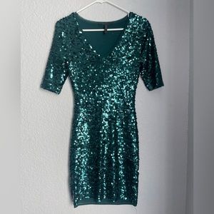 BCBG knee length sequin teal dress